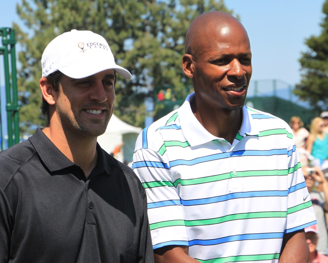 Packers quarterback Aaron Rodgers at the 2013 American Century Championship by TahoeCelebrityGolf.com.