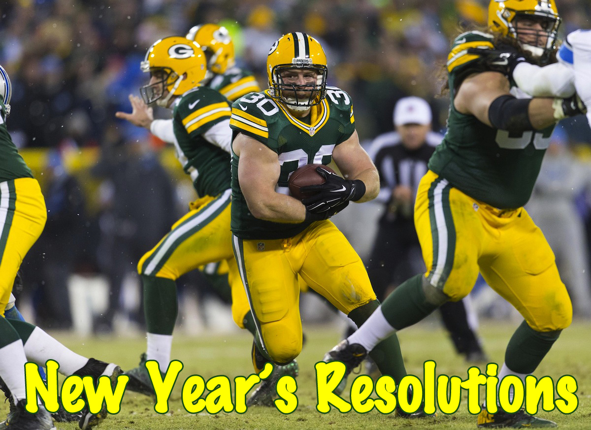 Teammates open a hole for Packers fullback John Kuhn. Photo by Jeff Hanisch—USA TODAY Sports. Graphic design by Brian Carriveau—CheeseheadTV.com.